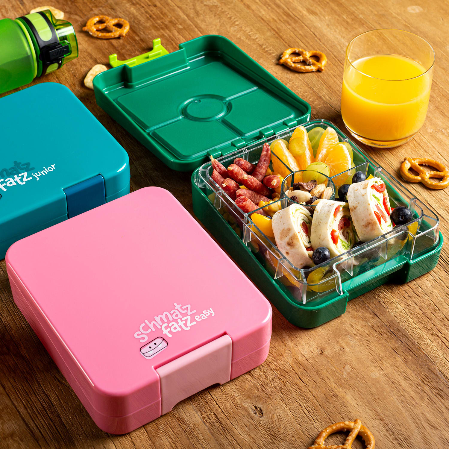 Schmatzfatz easy, śniadaniówka, pudełko na lunch, lunch box, 4 komory, 18 x 15 x 5 cm Różowy