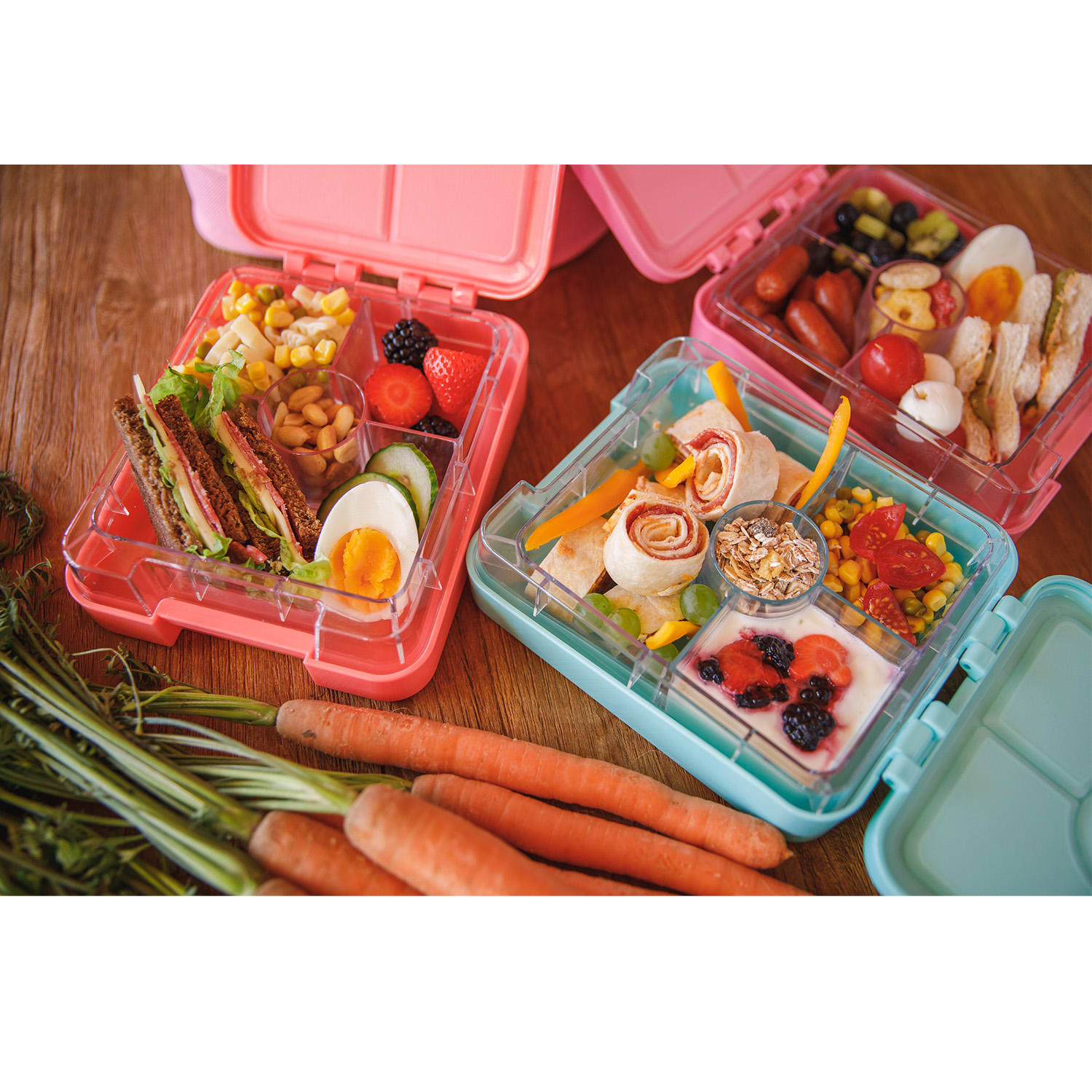Schmatzfatz easy, śniadaniówka, pudełko na lunch, lunch box, 4 komory, 18 x 15 x 5 cm Turkusowy