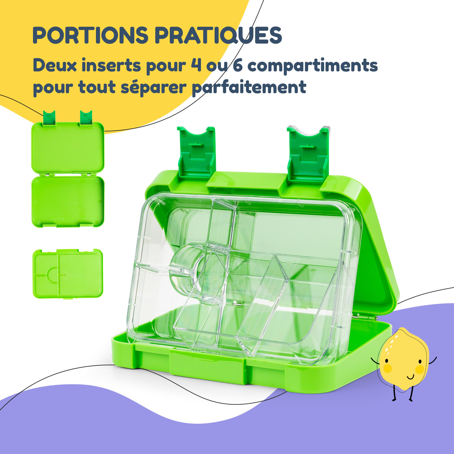 Boîte repas junior 6 compartiments 21,3 x 15 x 4,5 cm  sans BPA 