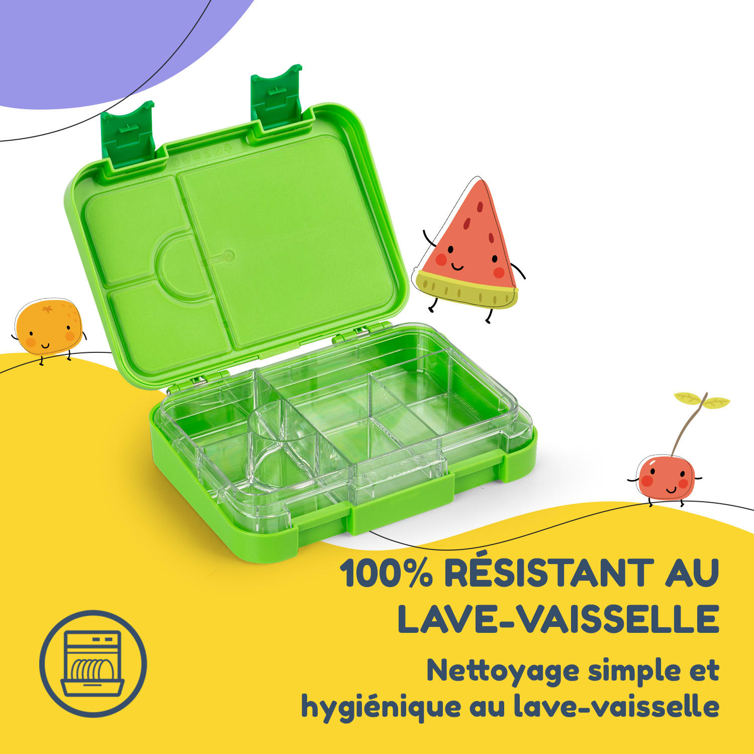 Boîte repas junior 6 compartiments 21,3 x 15 x 4,5 cm  sans BPA 