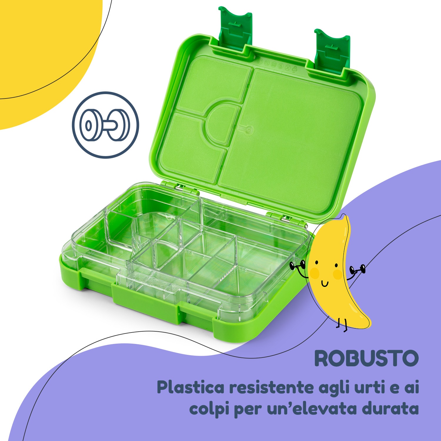 lunchbox junior 6 scomparti 21,3 x 15 x 4,5 cm  senza BPA 