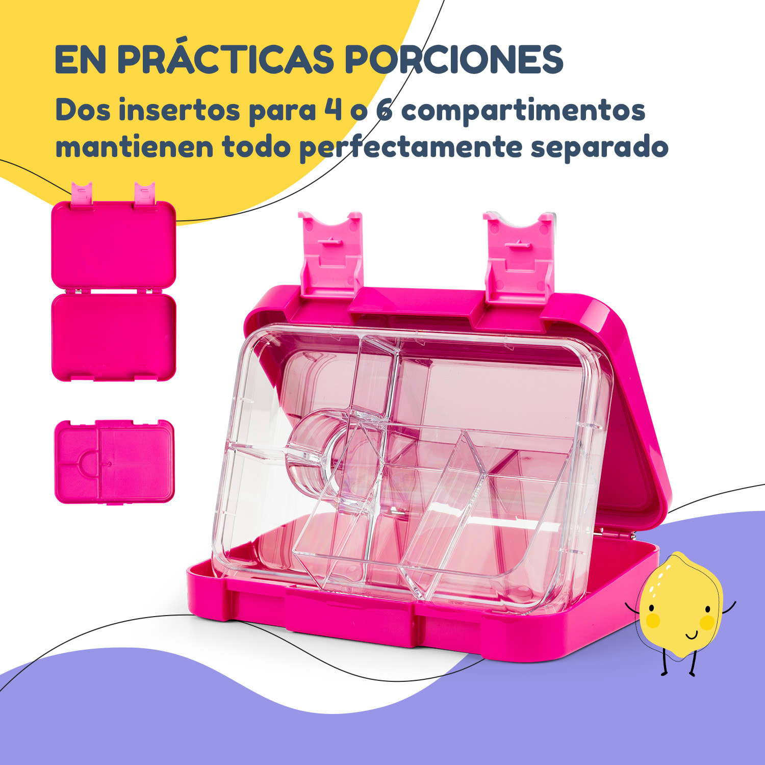 fiambrera junior 6 compartimentos 21,3 x 15 x 4,5 cm Sin BPA 