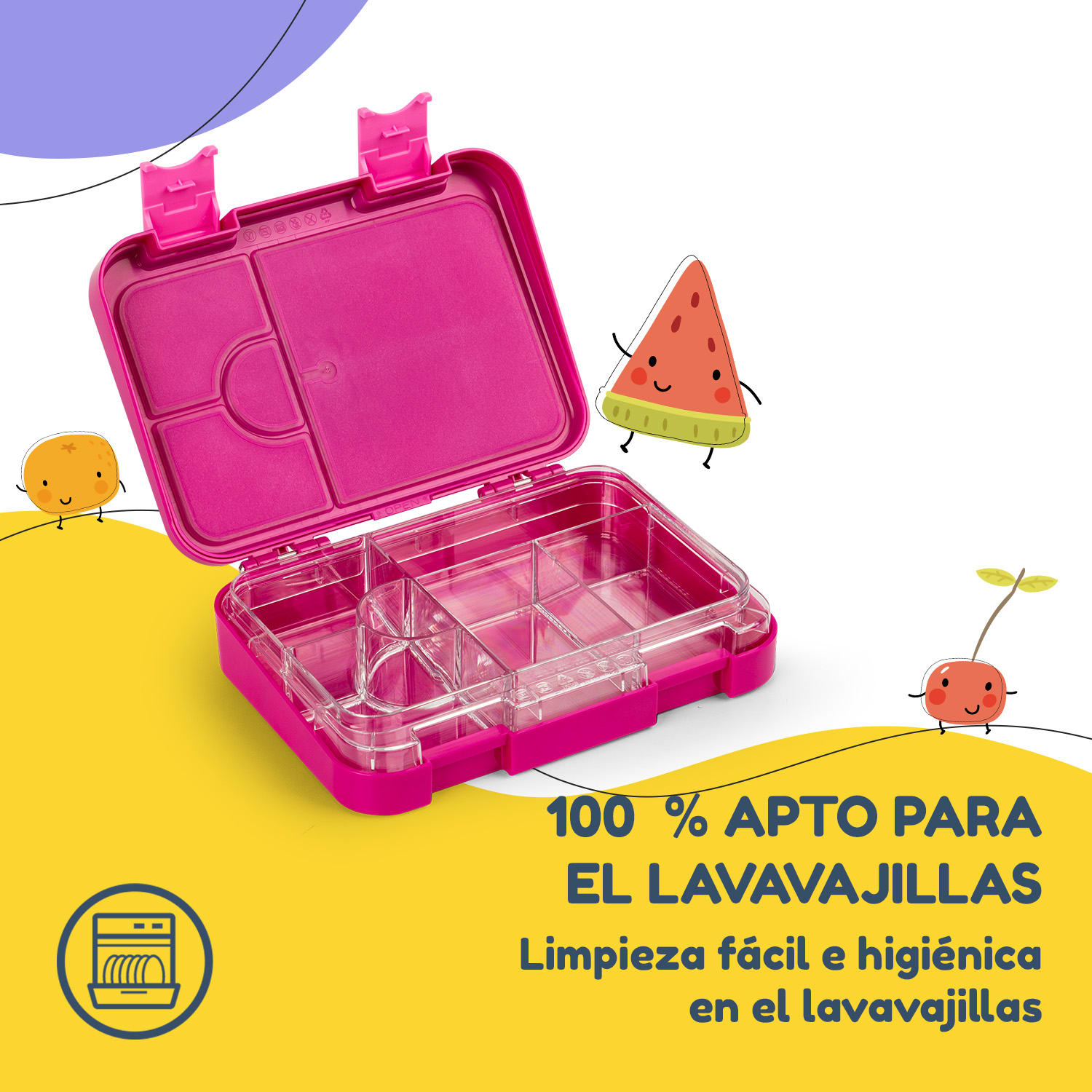 fiambrera junior 6 compartimentos 21,3 x 15 x 4,5 cm Sin BPA 