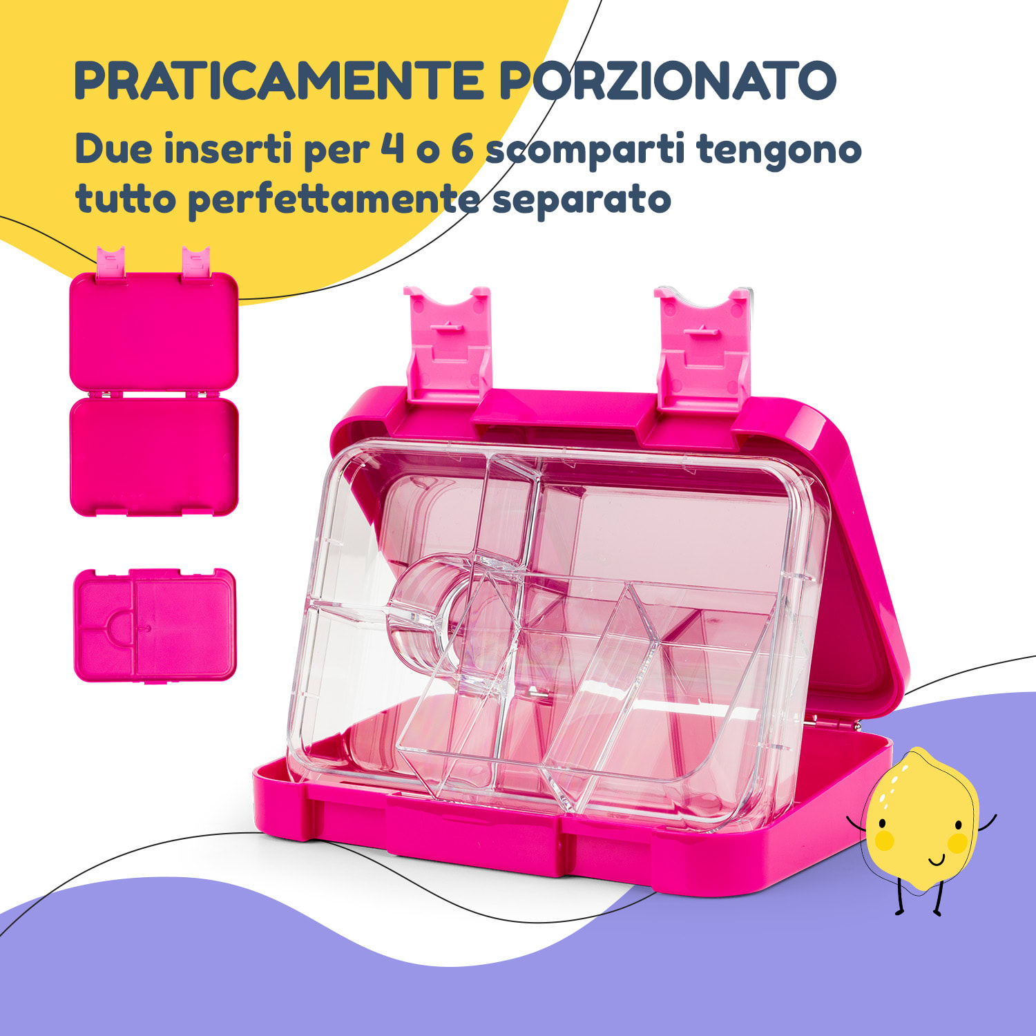 lunchbox junior 6 scomparti 21,3 x 15 x 4,5 cm  senza BPA 
