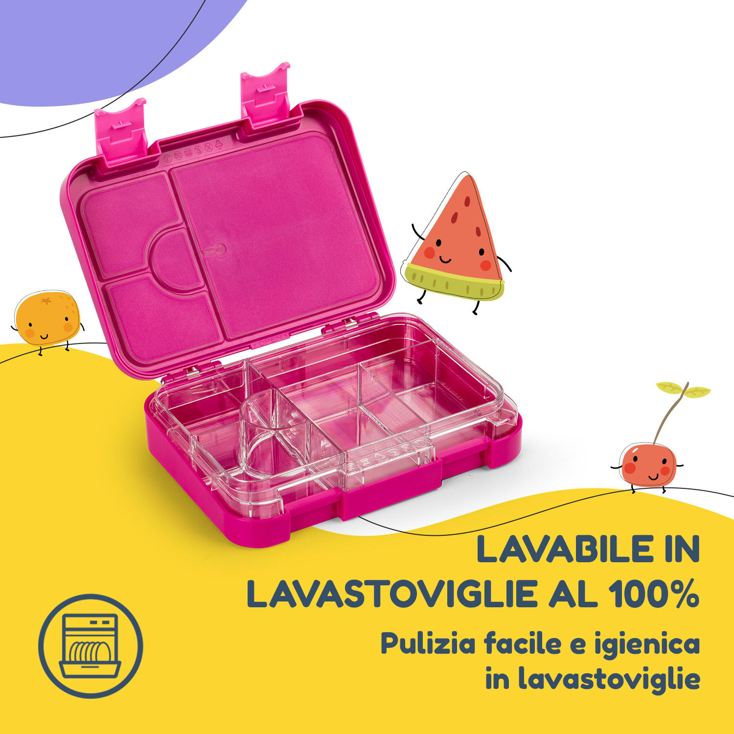 lunchbox junior 6 scomparti 21,3 x 15 x 4,5 cm  senza BPA 