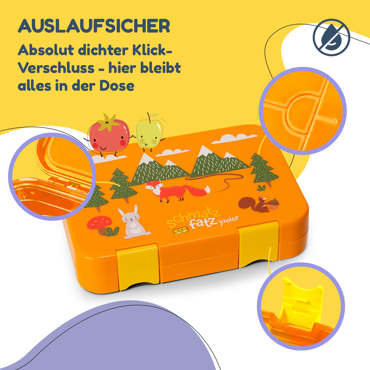junior Lunchbox 6 Fächer 21,3 x 15 x 4,5 cm  BPA-frei Orange Forest