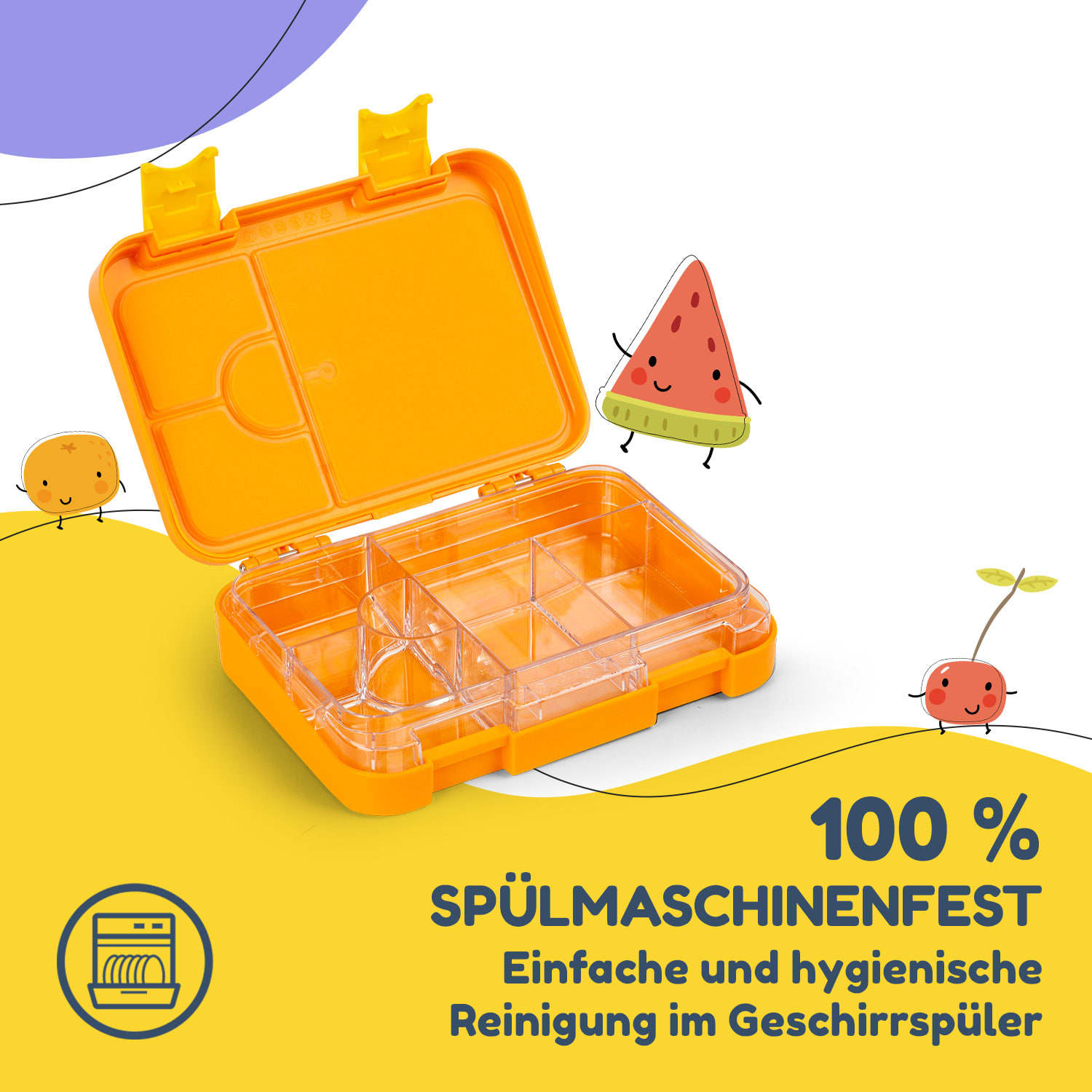 junior Lunchbox 6 Fächer 21,3 x 15 x 4,5 cm  BPA-frei Orange Forest