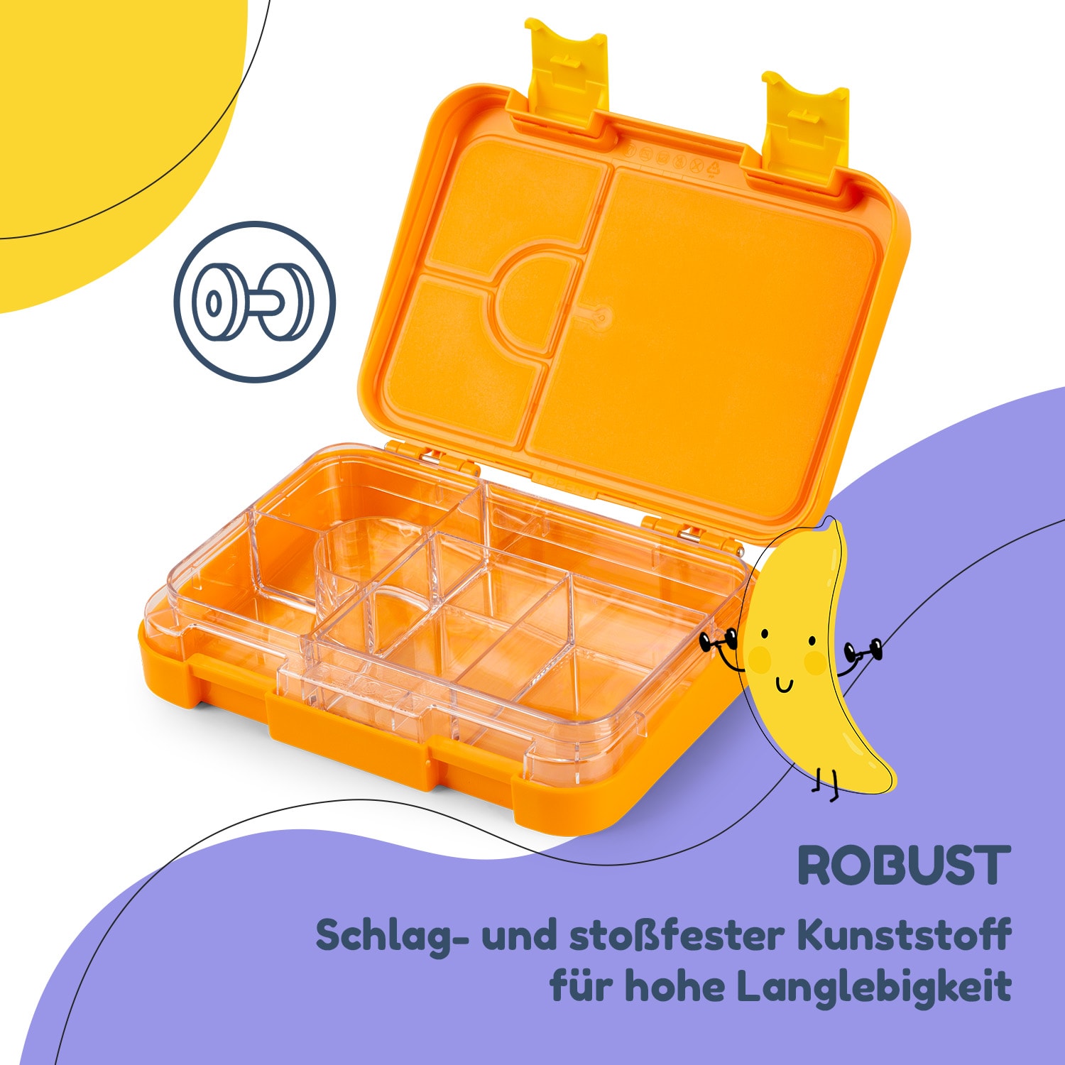 junior Lunchbox 6 Fächer 21,3 x 15 x 4,5 cm  BPA-frei Orange Forest