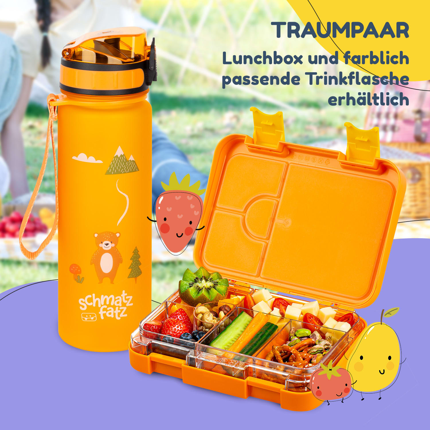junior Lunchbox 6 Fächer 21,3 x 15 x 4,5 cm  BPA-frei Orange Forest