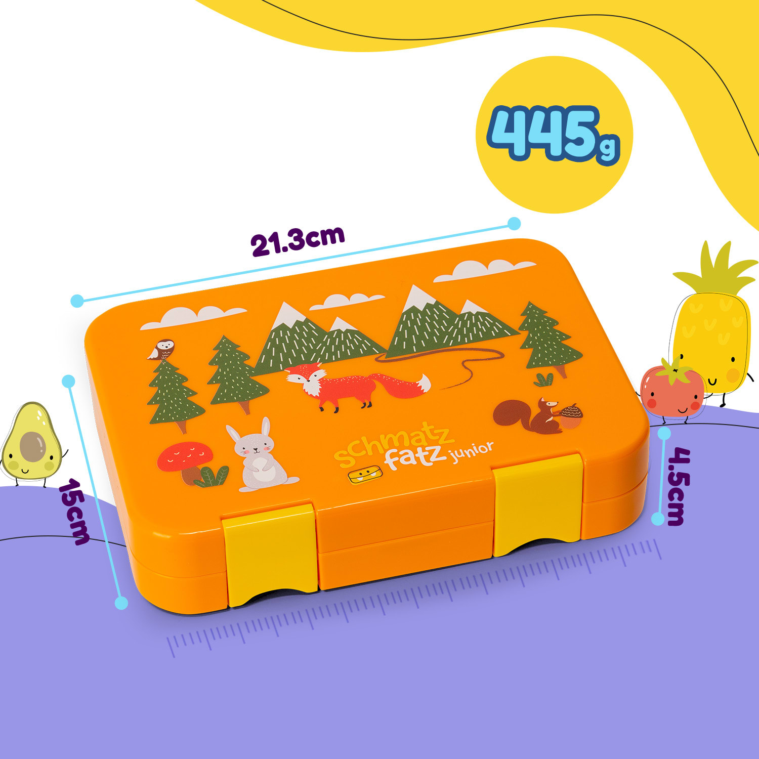 junior Lunchbox 6 Fächer 21,3 x 15 x 4,5 cm  BPA-frei Orange Forest