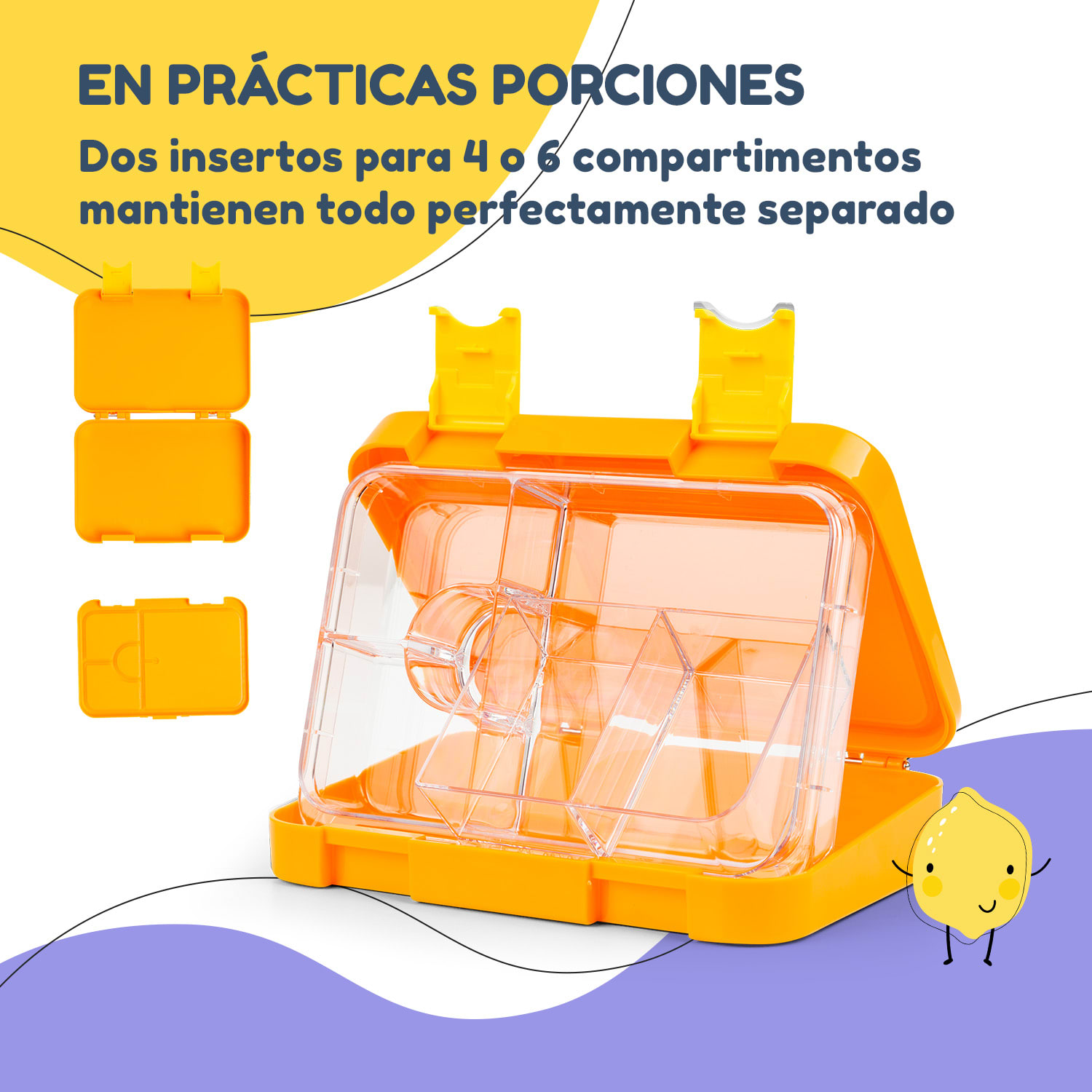 fiambrera junior 6 compartimentos 21,3 x 15 x 4,5 cm Sin BPA Orange Forest