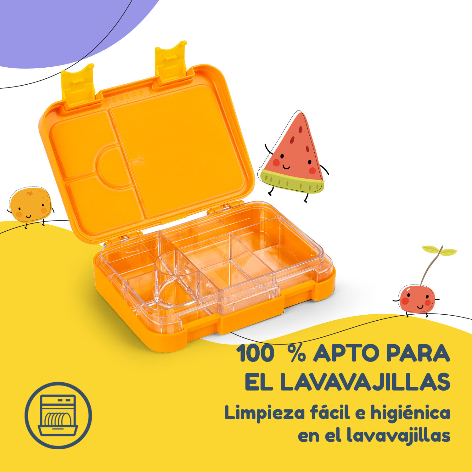 fiambrera junior 6 compartimentos 21,3 x 15 x 4,5 cm Sin BPA Orange Forest