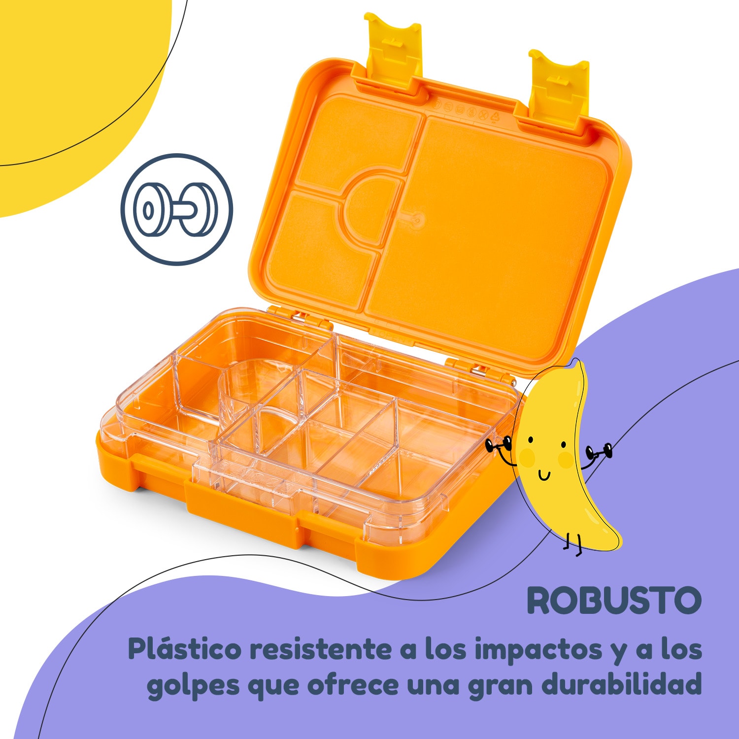 fiambrera junior 6 compartimentos 21,3 x 15 x 4,5 cm Sin BPA Orange Forest