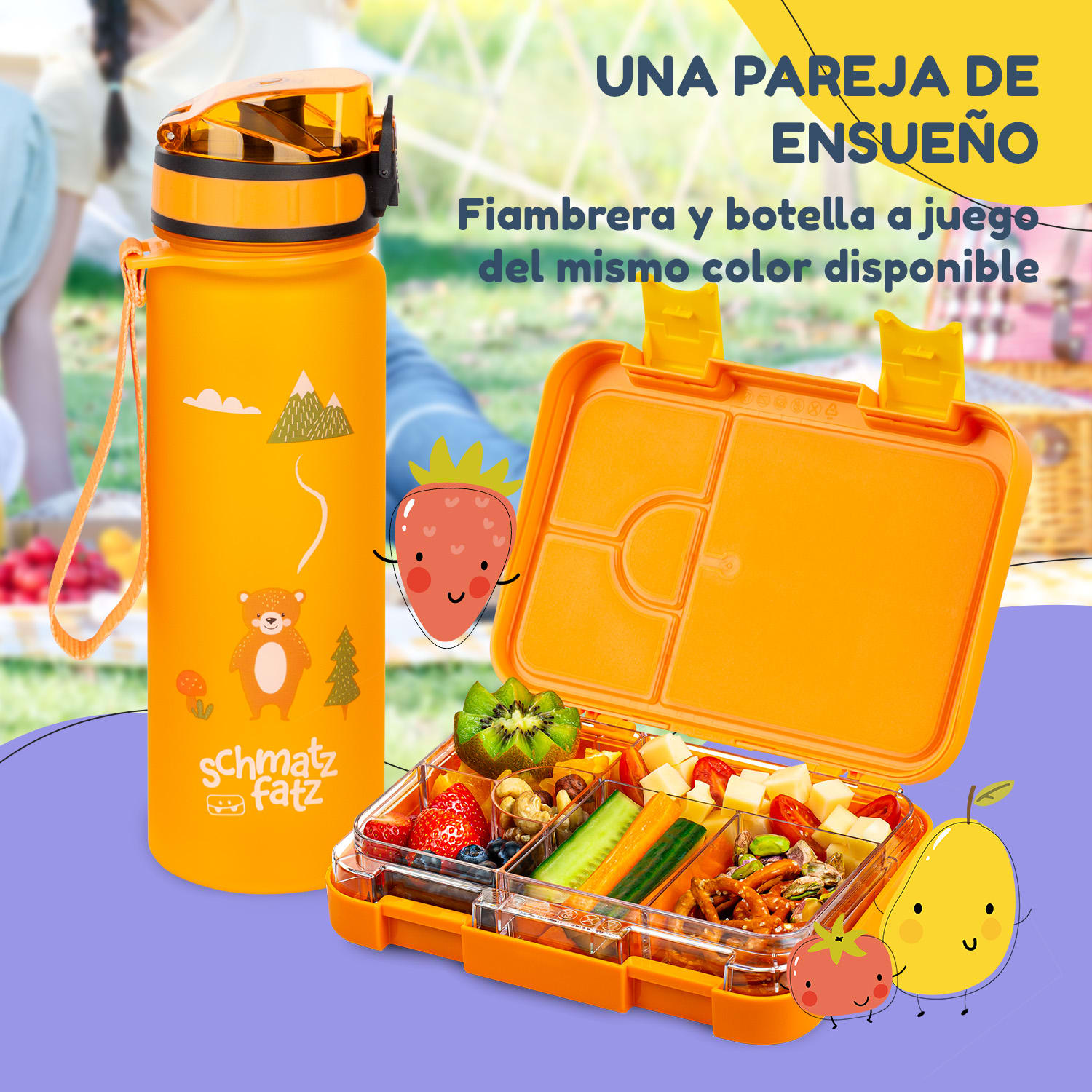 fiambrera junior 6 compartimentos 21,3 x 15 x 4,5 cm Sin BPA Orange Forest