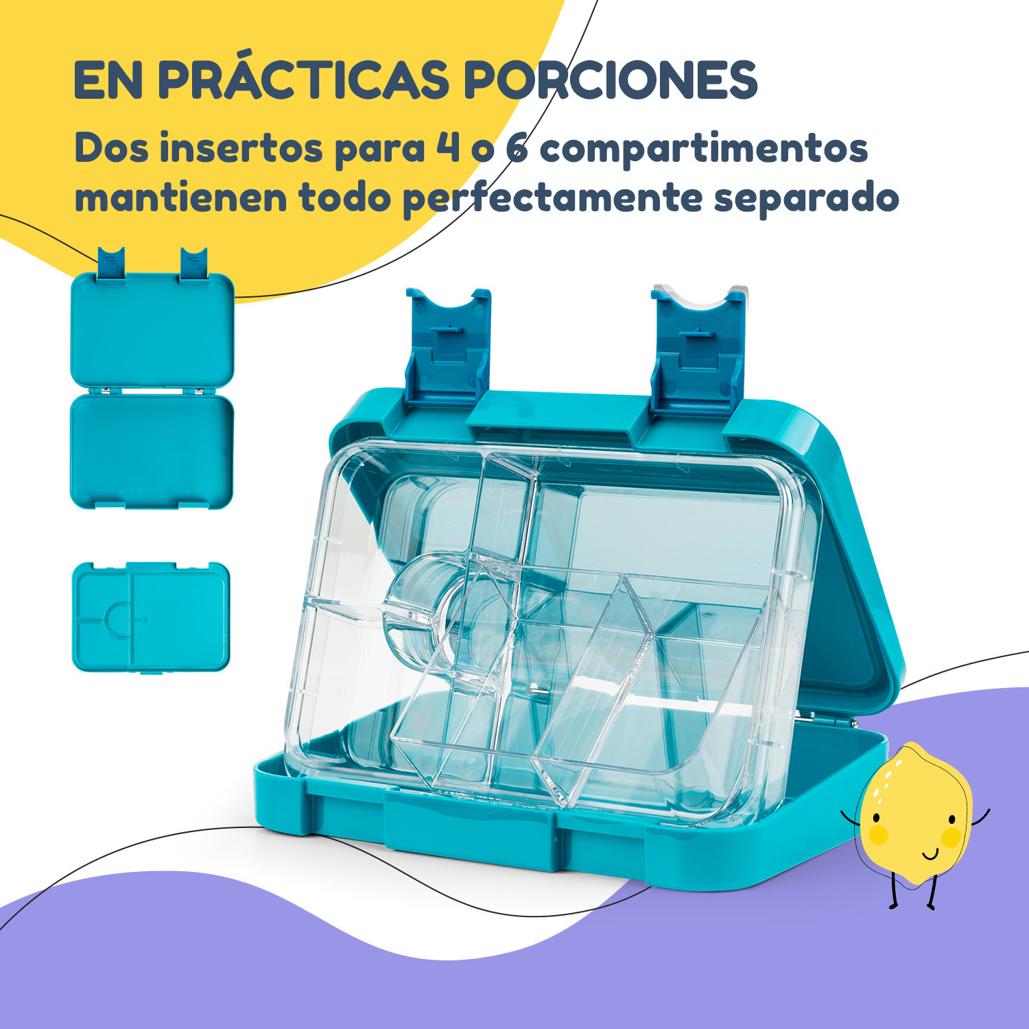 fiambrera junior 6 compartimentos 21,3 x 15 x 4,5 cm Sin BPA Petrol Sea