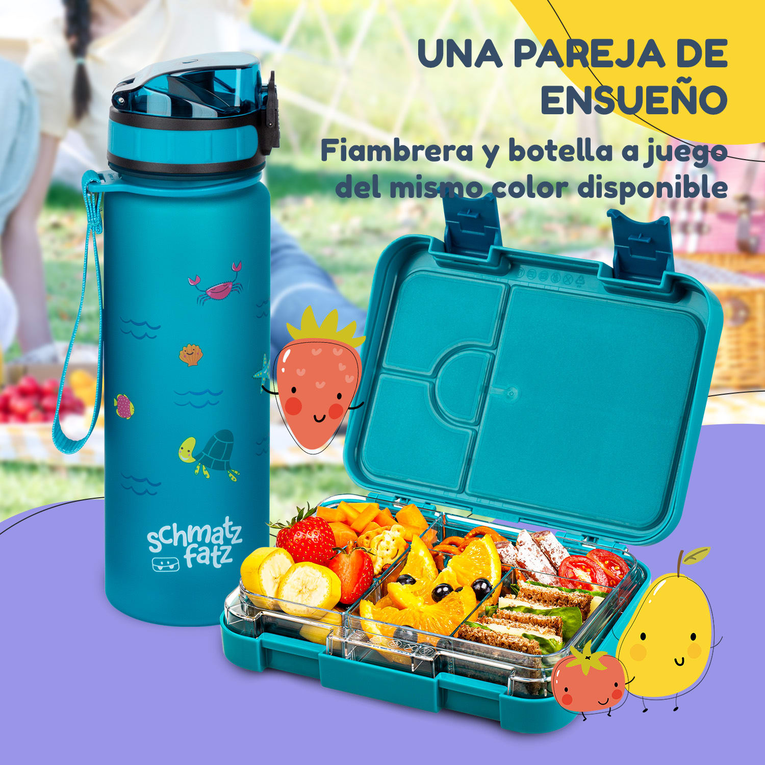fiambrera junior 6 compartimentos 21,3 x 15 x 4,5 cm Sin BPA Petrol Sea
