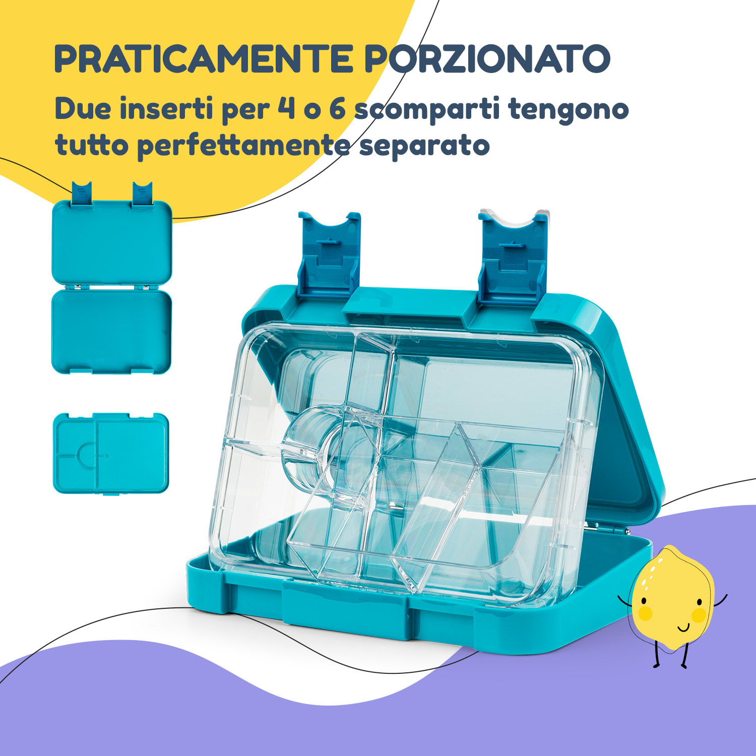 lunchbox junior 6 scomparti 21,3 x 15 x 4,5 cm  senza BPA Petrol Sea