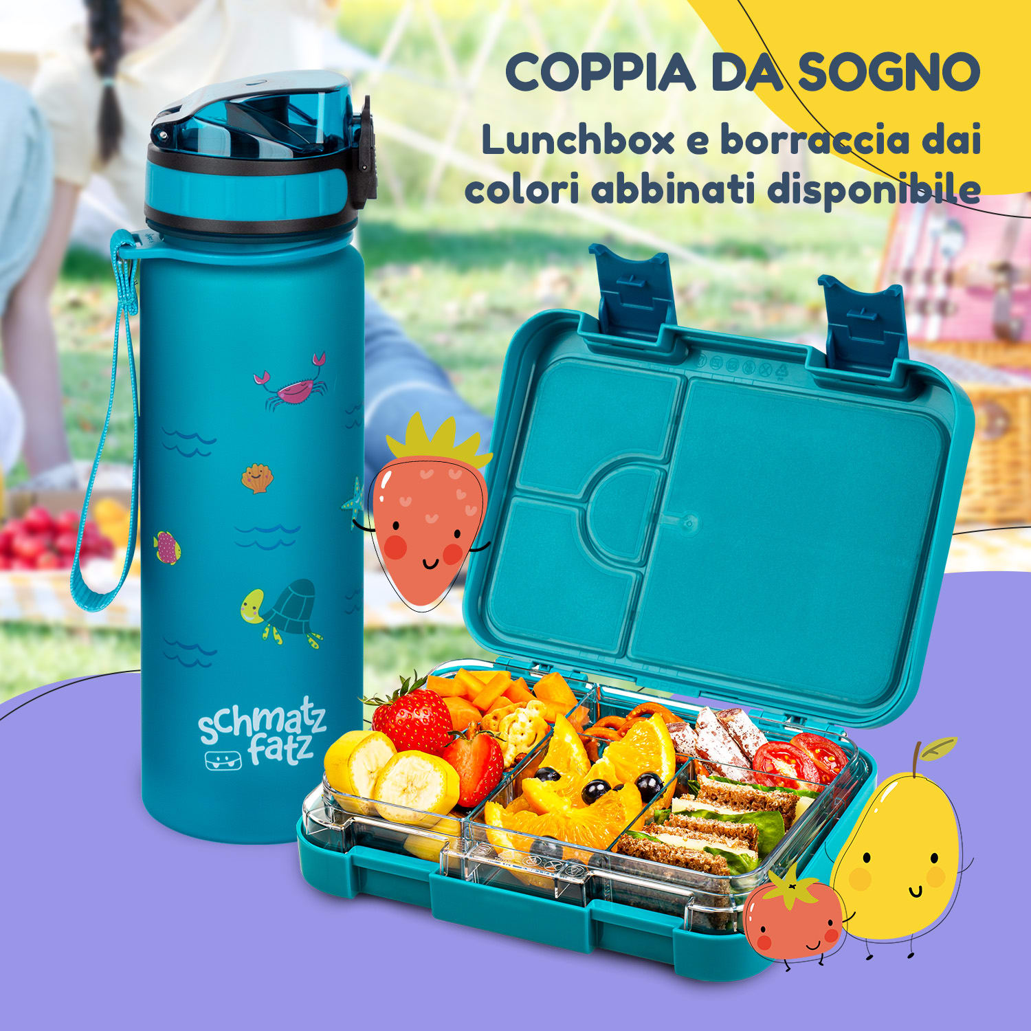 lunchbox junior 6 scomparti 21,3 x 15 x 4,5 cm  senza BPA Petrol Sea