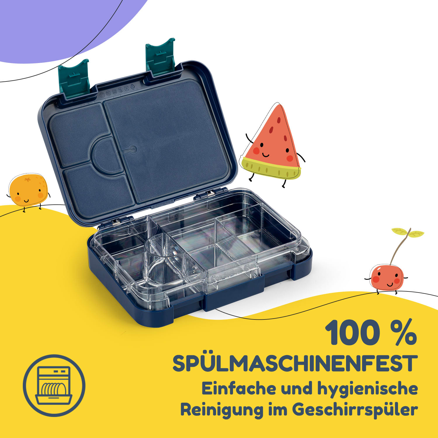 junior Lunchbox 6 Fächer 21,3 x 15 x 4,5 cm  BPA-frei Navy Space