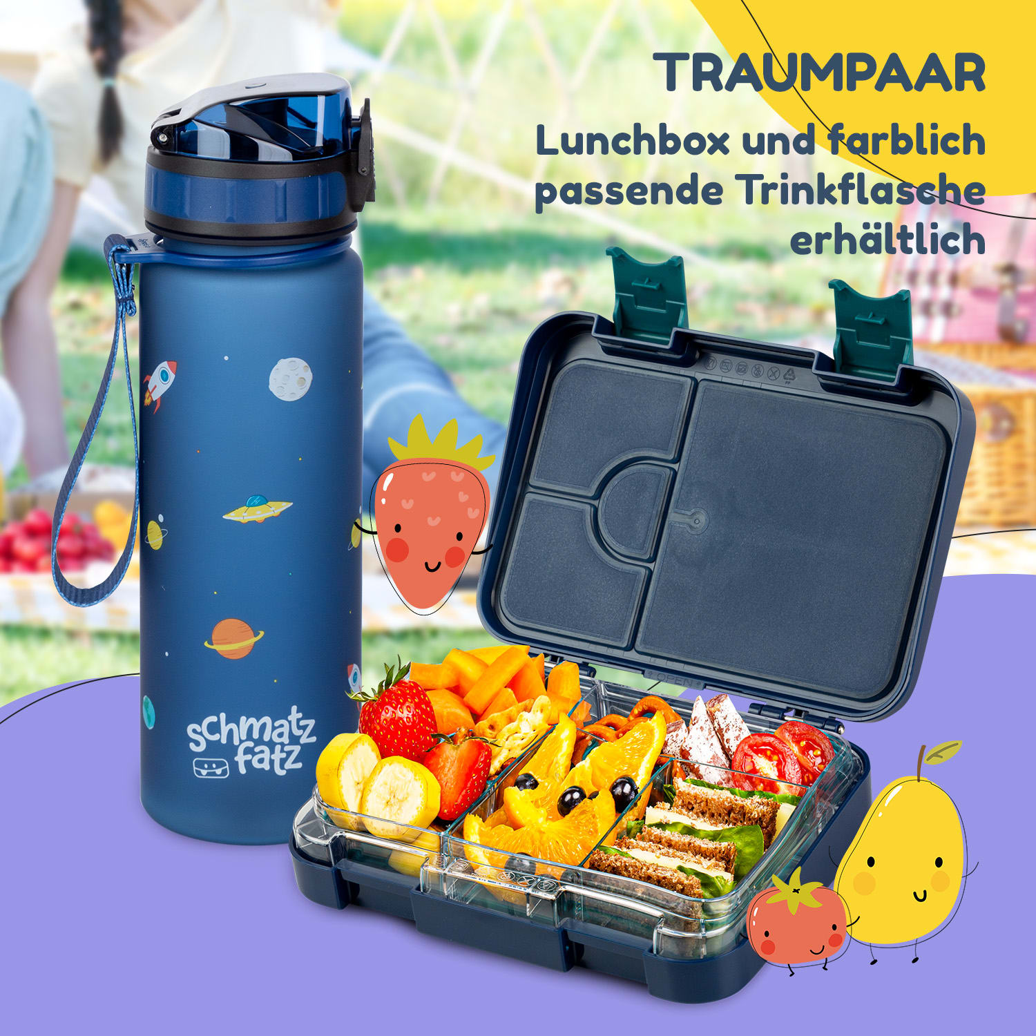 junior Lunchbox 6 Fächer 21,3 x 15 x 4,5 cm  BPA-frei Navy Space