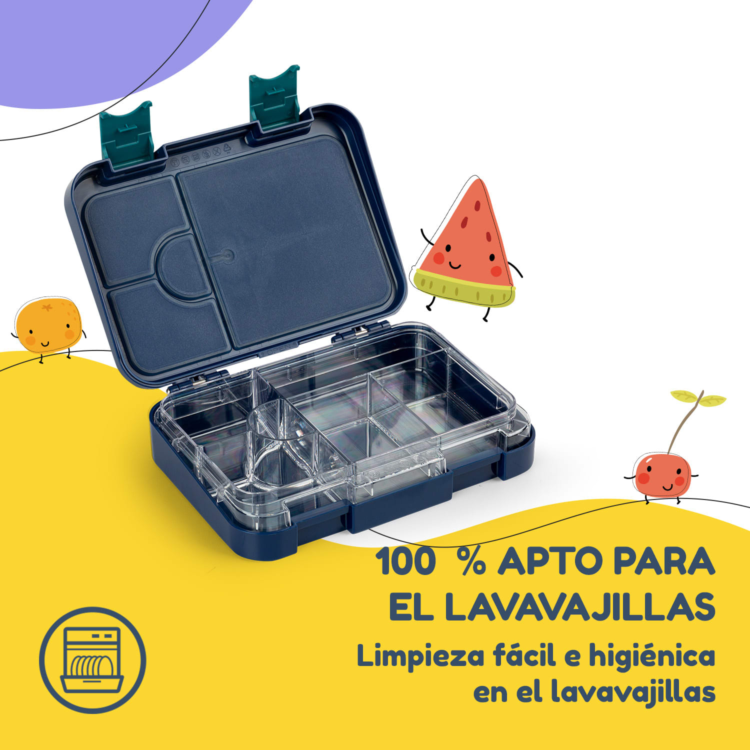 fiambrera junior 6 compartimentos 21,3 x 15 x 4,5 cm Sin BPA Navy Space