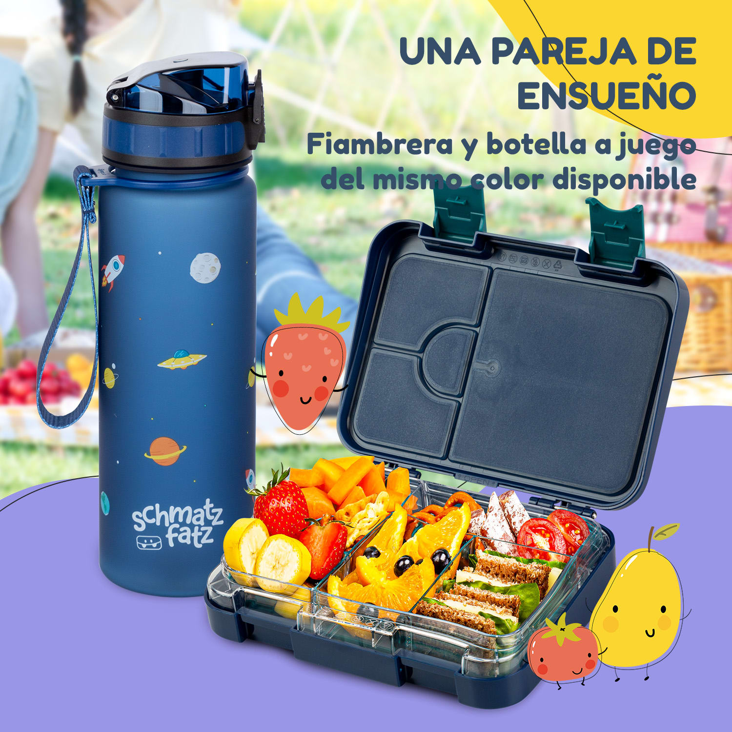 fiambrera junior 6 compartimentos 21,3 x 15 x 4,5 cm Sin BPA Navy Space