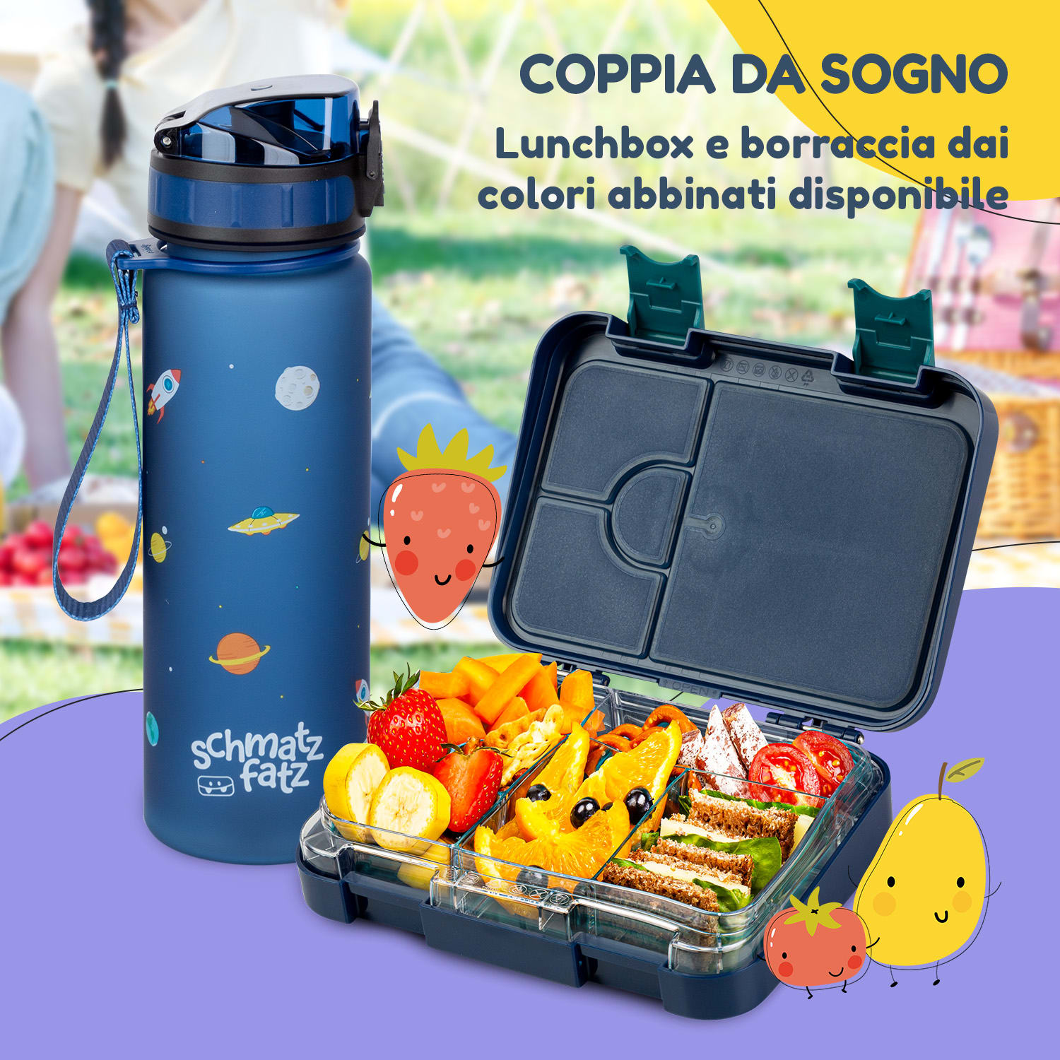 lunchbox junior 6 scomparti 21,3 x 15 x 4,5 cm  senza BPA Navy Space