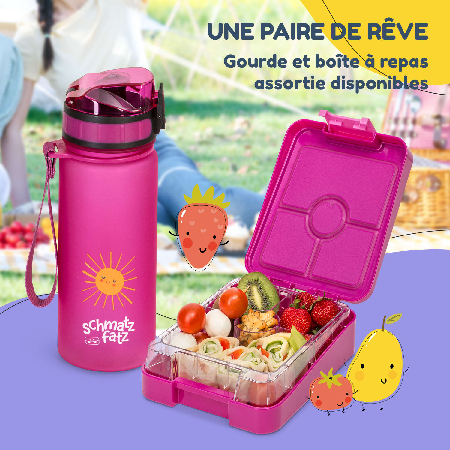 Klarstein schmatzfatz easy snackbox 4 vakken 18 x 15 x 5 cm  Purple Sun