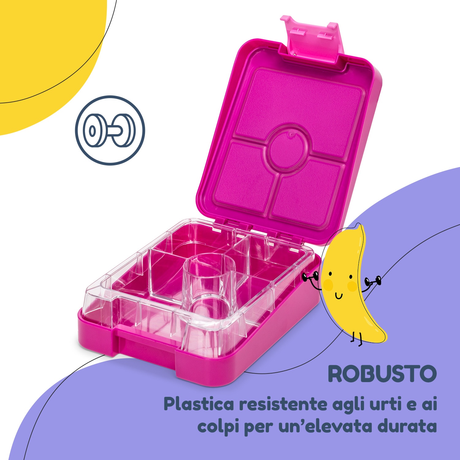 Klarstein schmatzfatz easy - Portapranzo, 4 scomparti, 18 x 15 x 5 cm  Purple Sun