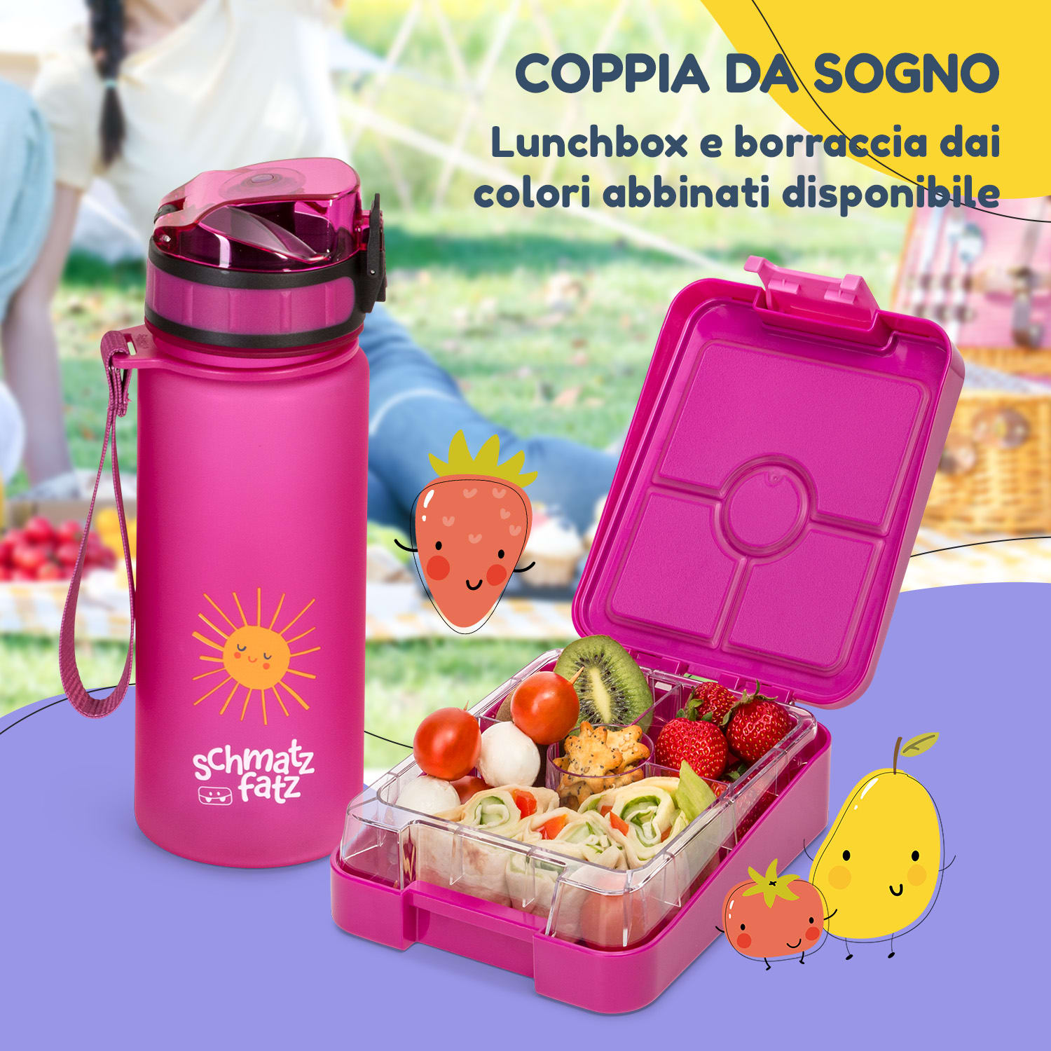 Klarstein schmatzfatz easy - Portapranzo, 4 scomparti, 18 x 15 x 5 cm  Purple Sun