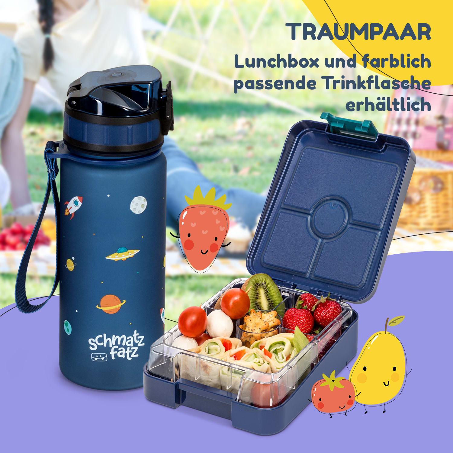 Klarstein schmatzfatz easy Snackbox 4 Fächer 18 x 15 x 5 cm (BxHxT) Navy Space
