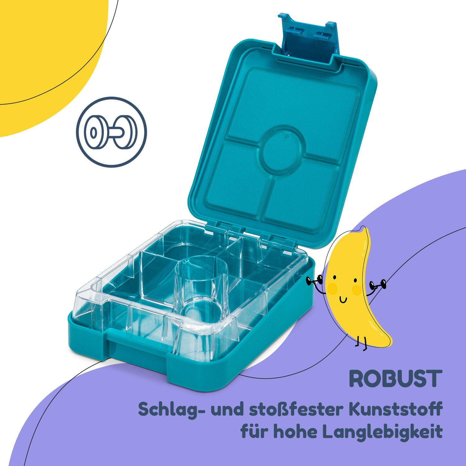 Klarstein schmatzfatz easy Snackbox 4 Fächer 18 x 15 x 5 cm  Petrol Sea