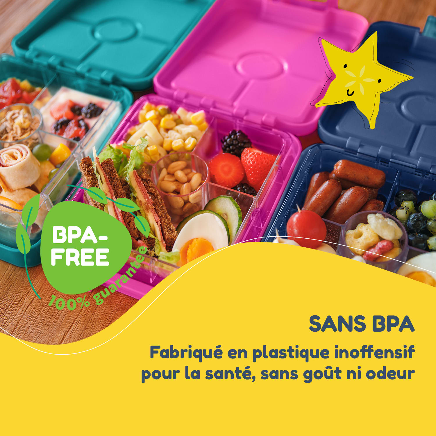Klarstein schmatzfatz easy snackbox 4 vakken 18 x 15 x 5 cm  Petrol Sea