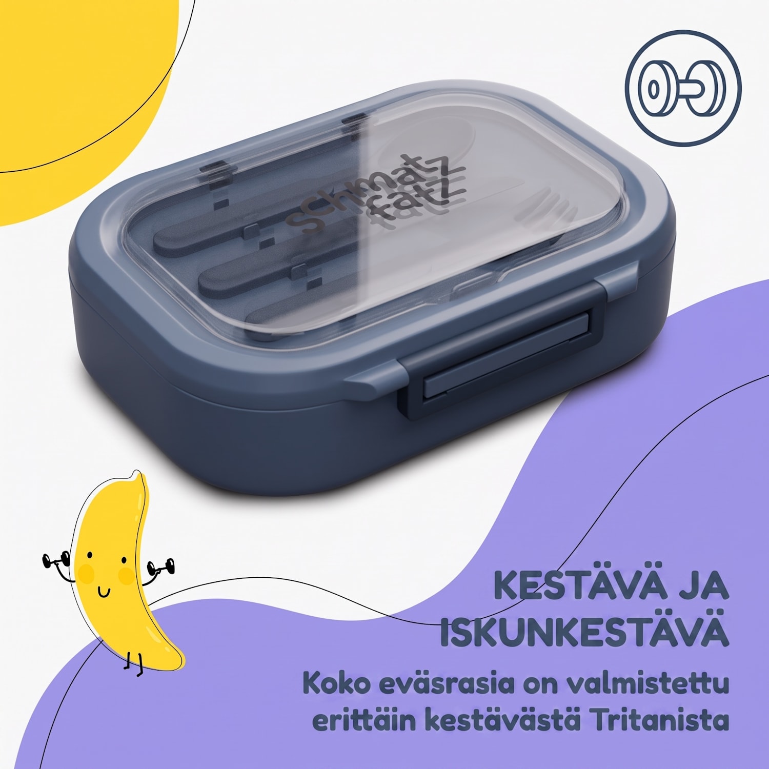 Bunko lounasrasia 3 lokeroa sis. 3-osaisen aterinsetin 21 x 14,5 x 5,5 cm  Sininen