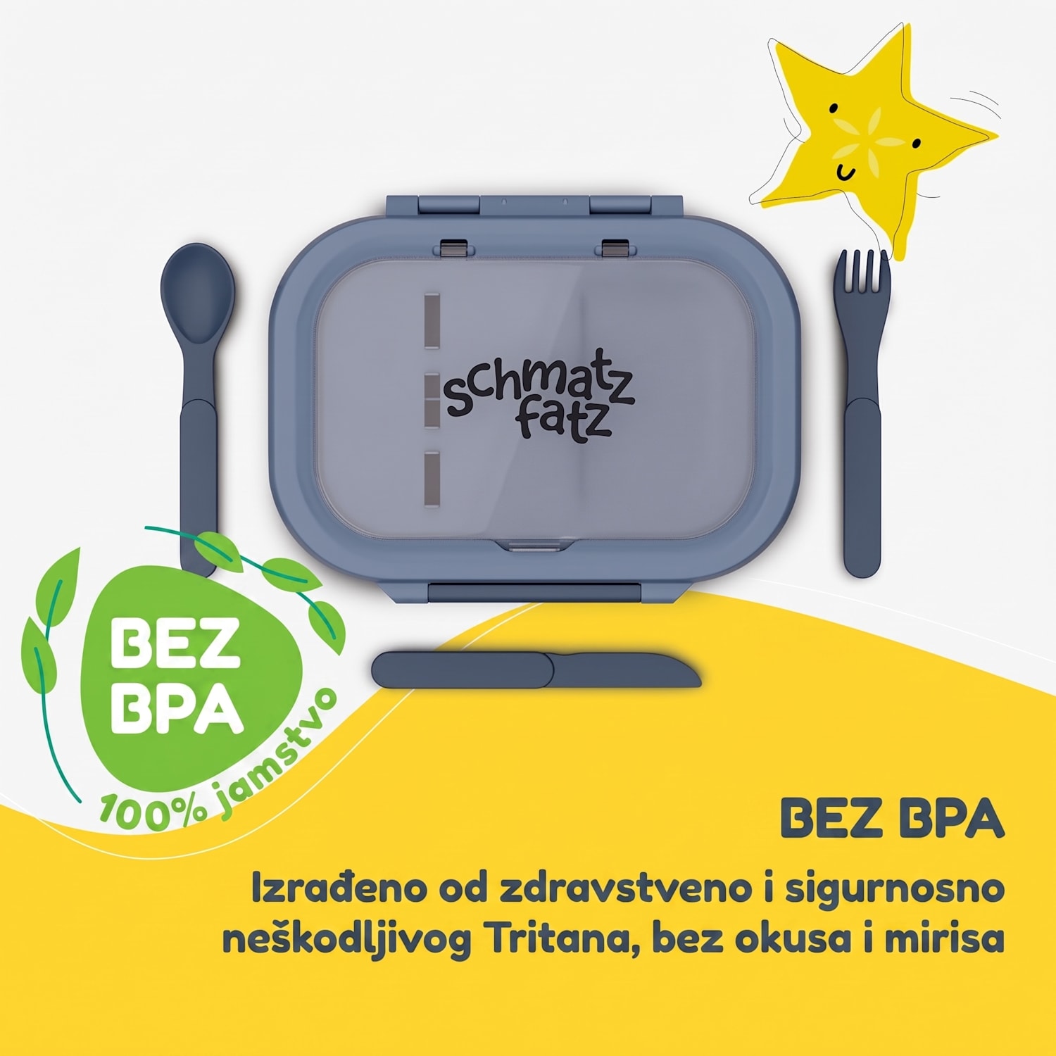 Bunko plastična kutija za grickalice s 3 pretinca Plava