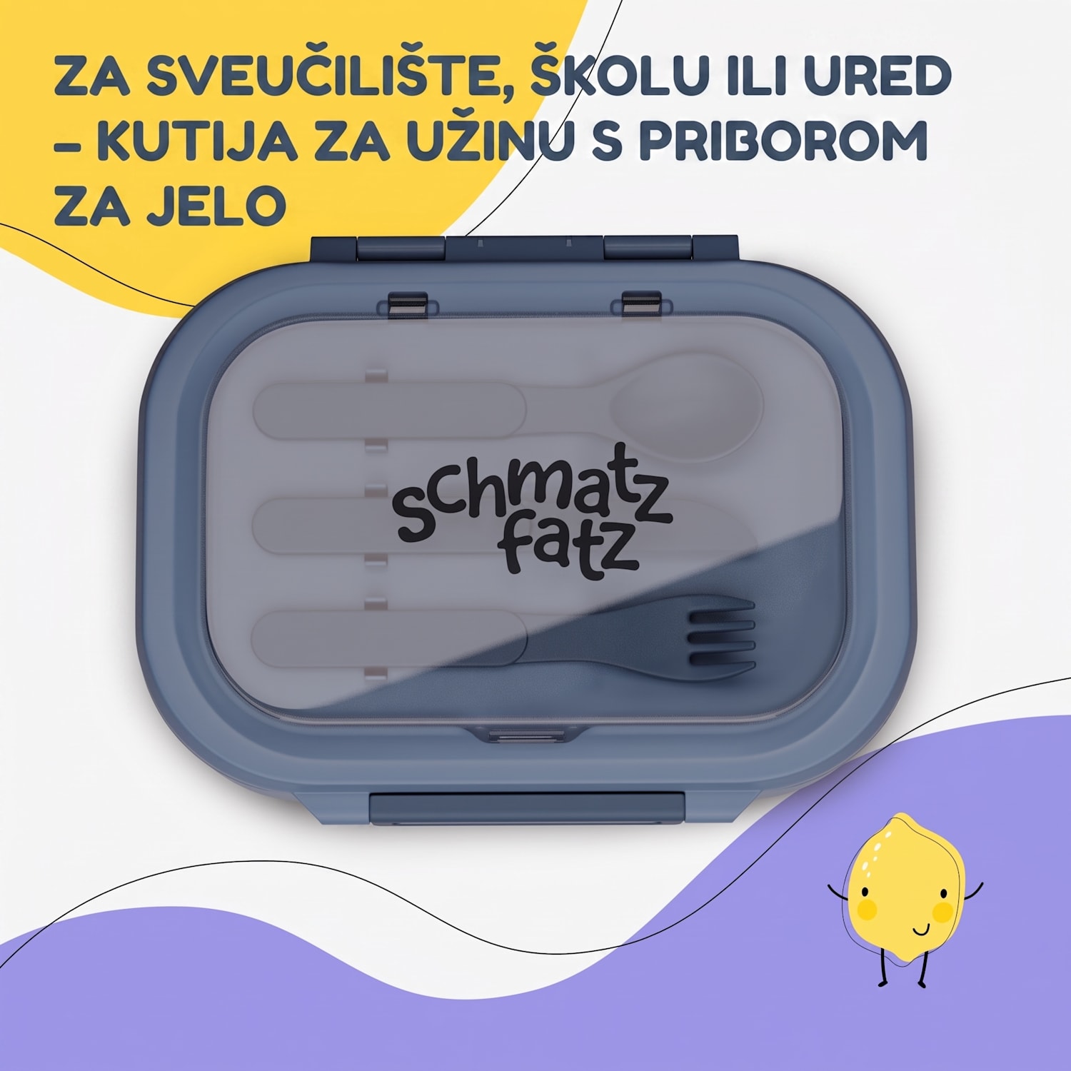 Bunko plastična kutija za grickalice s 3 pretinca Plava