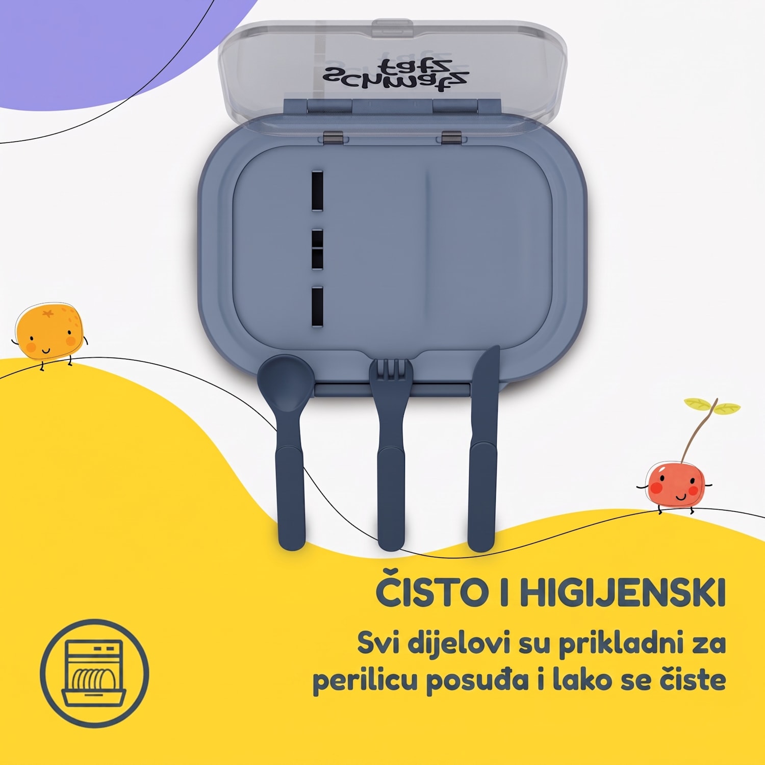 Bunko plastična kutija za grickalice s 3 pretinca Plava