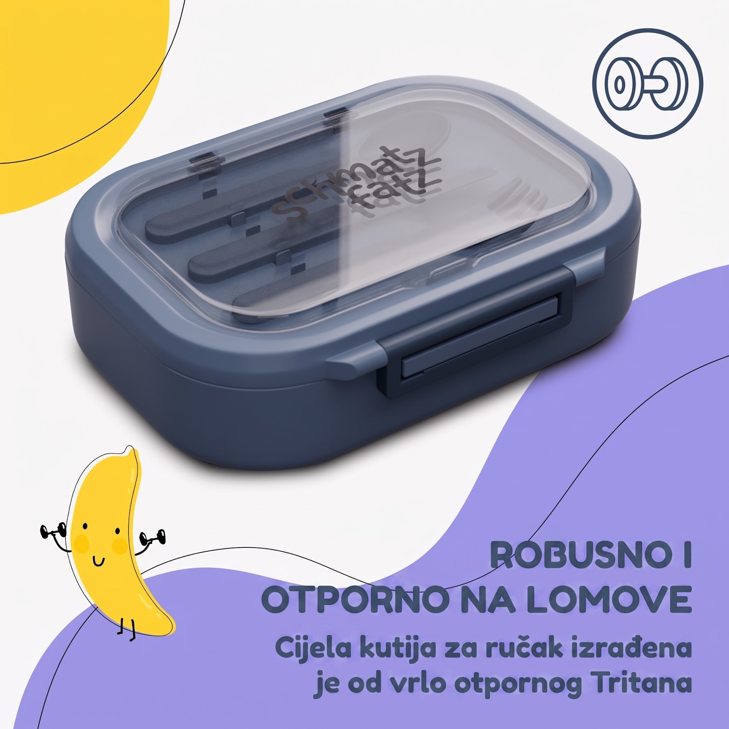 Bunko plastična kutija za grickalice s 3 pretinca Plava