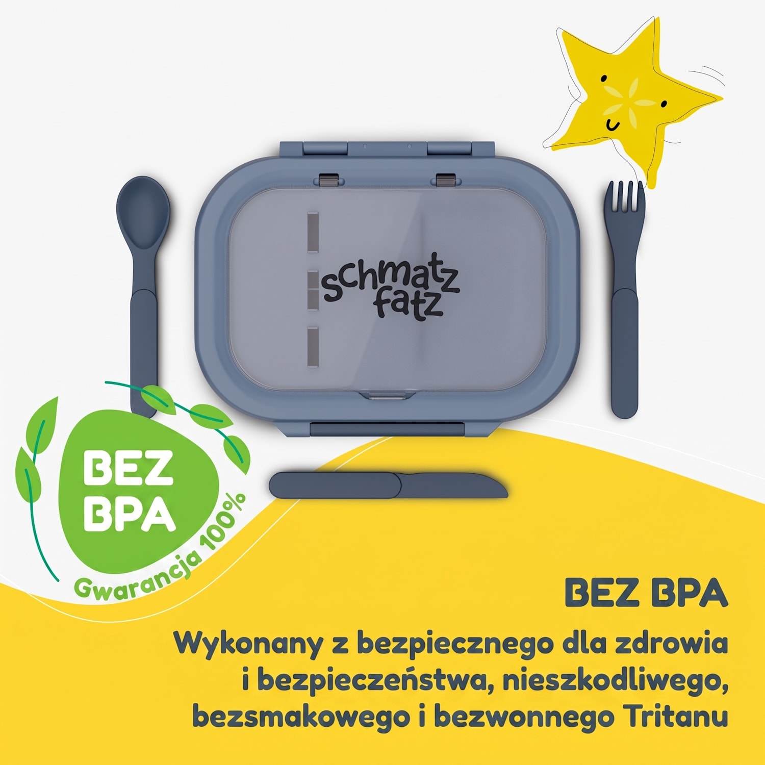 Bunko plastikowy lunchbox z 3 przegródkami Niebieski