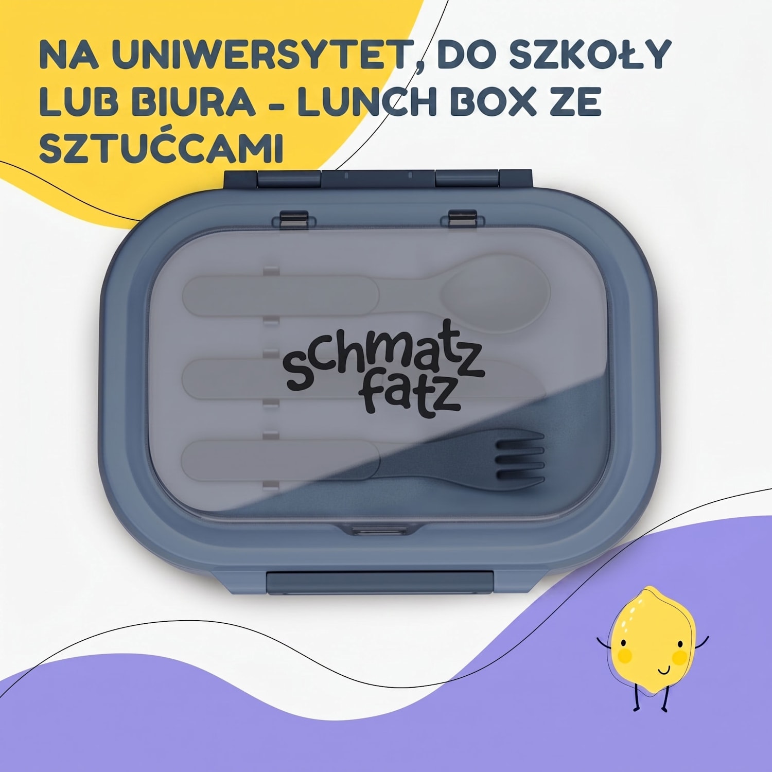Bunko plastikowy lunchbox z 3 przegródkami Niebieski