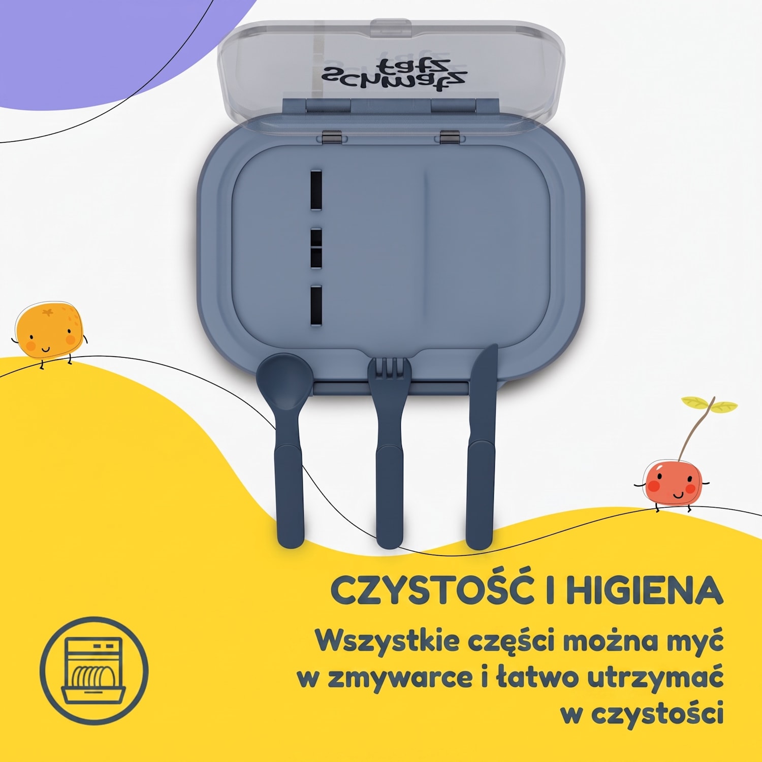 Bunko plastikowy lunchbox z 3 przegródkami Niebieski