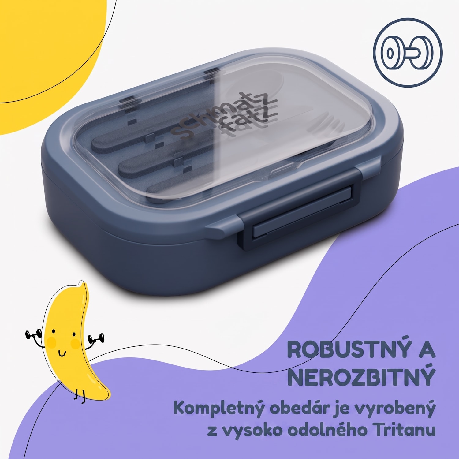 Bunko plastový desiatový box s 3 priehradkami Modrá