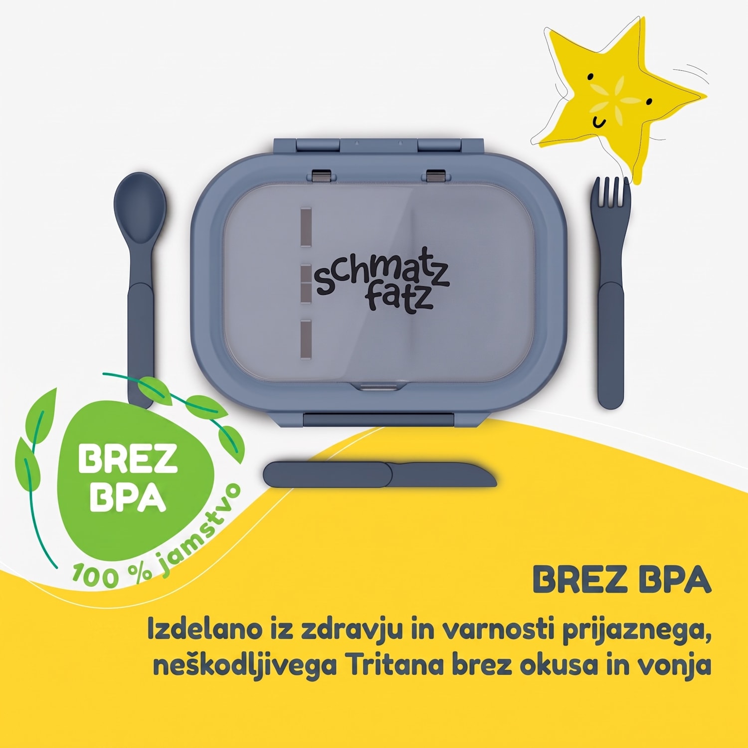 Bunko plastična škatla za malico s 3 predali Modra