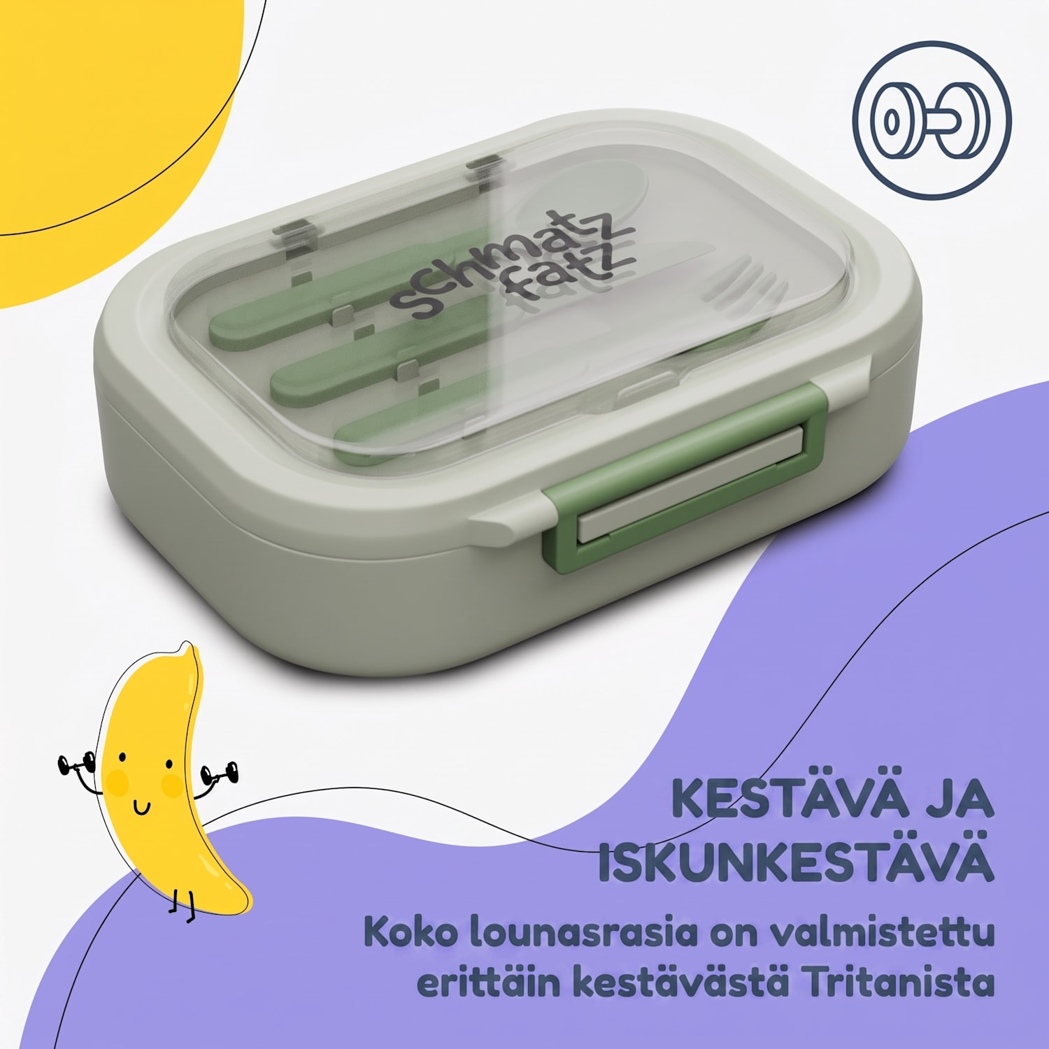 Bunko lounasrasia 3 lokeroa sis. 3-osaisen aterinsetin 21 x 14,5 x 5,5 cm  Oliivinvihreä