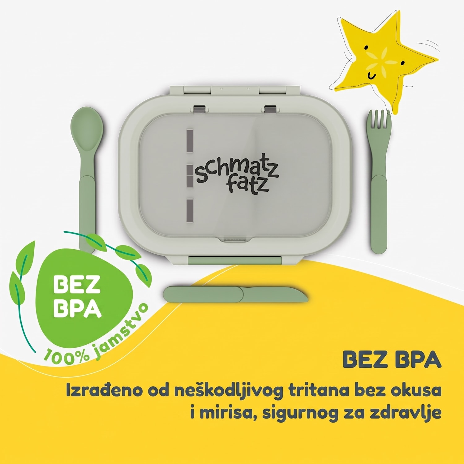 Bunko plastična kutija za grickalice s 3 pretinca Maslinasto zelena