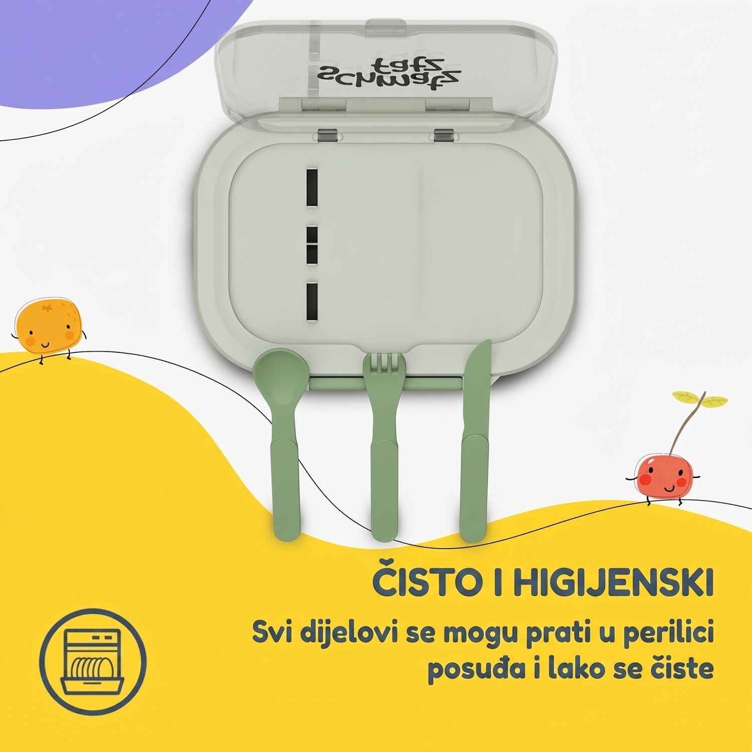 Bunko plastična kutija za grickalice s 3 pretinca Maslinasto zelena