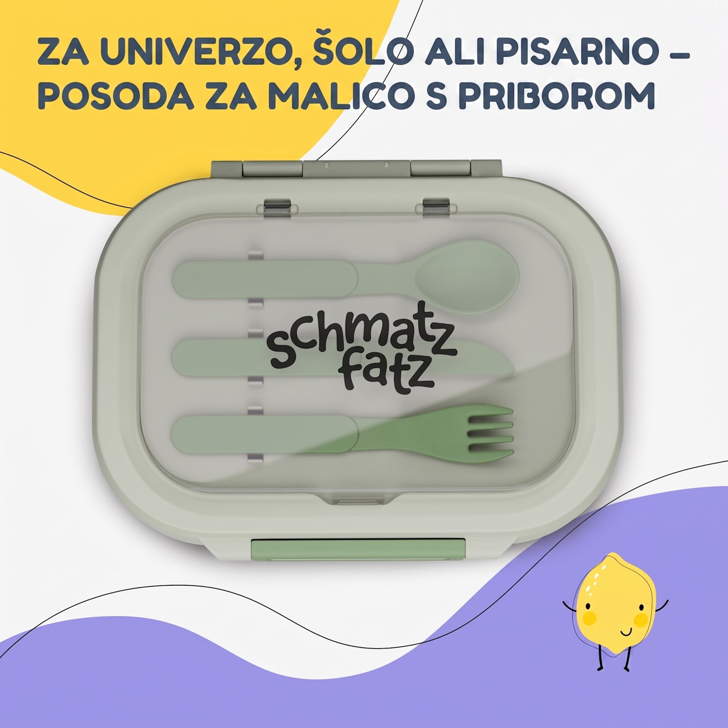 Bunko plastična škatla za malico s 3 predali Olivno zelena