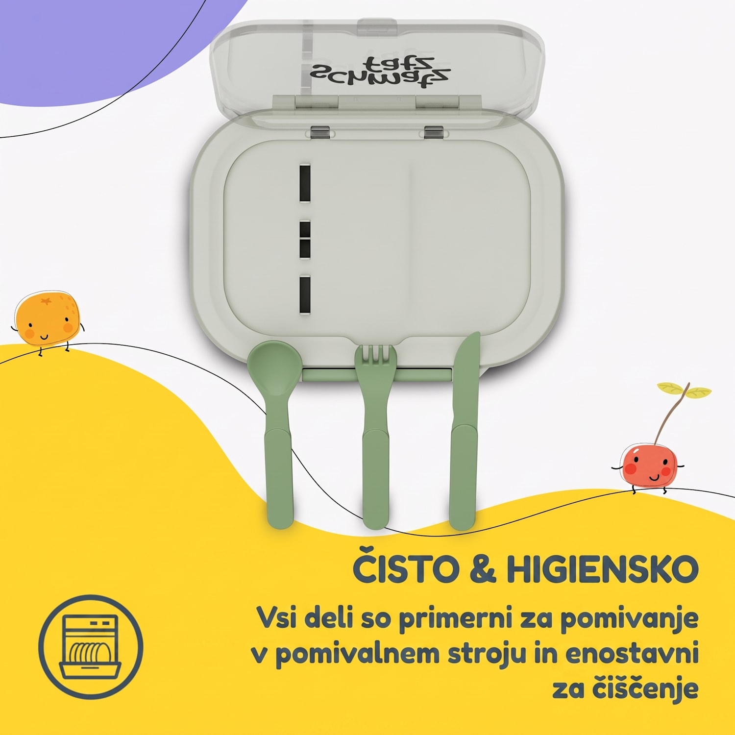 Bunko plastična škatla za malico s 3 predali Olivno zelena