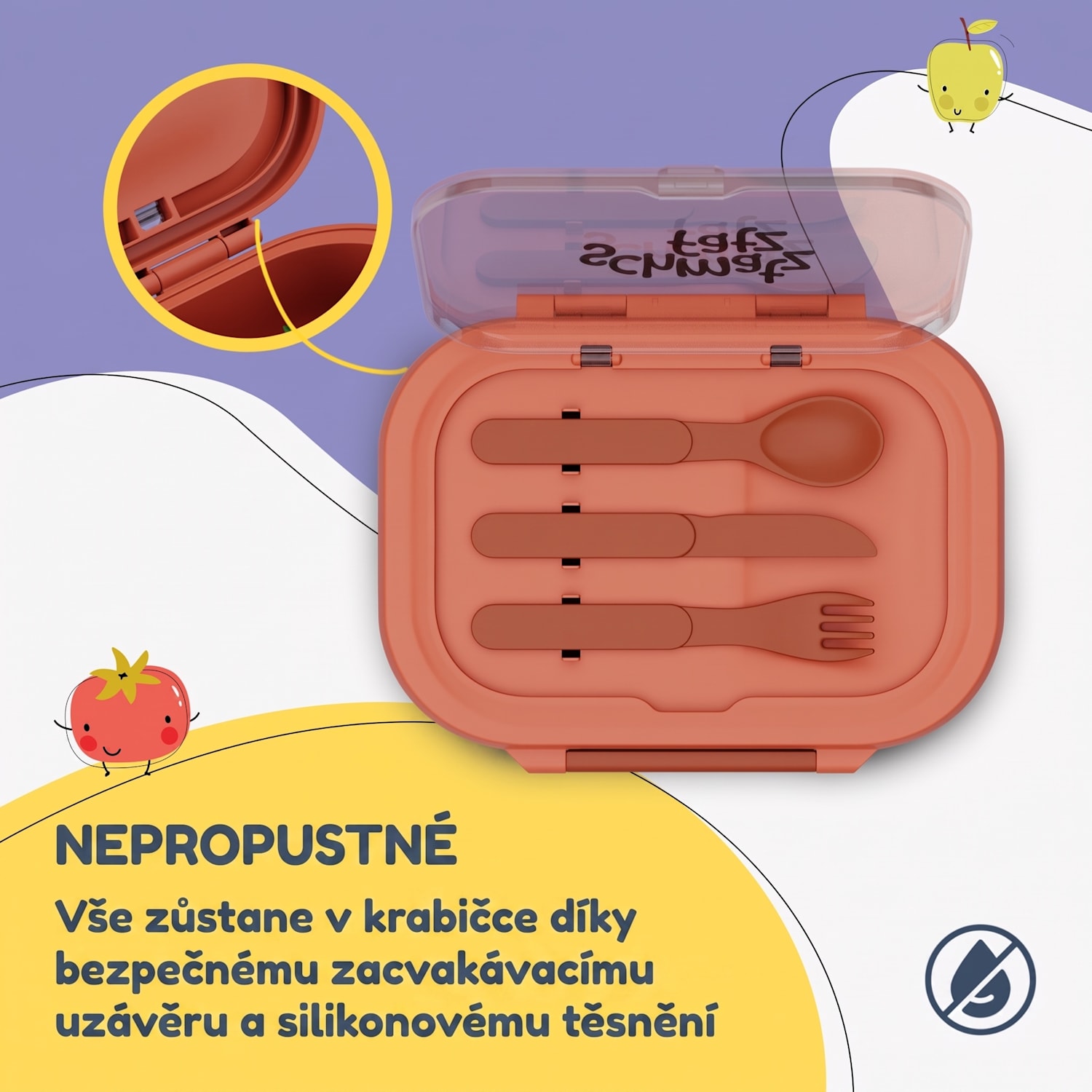 Buňko plastový svačinový box se 3 přihrádkami Oranžová