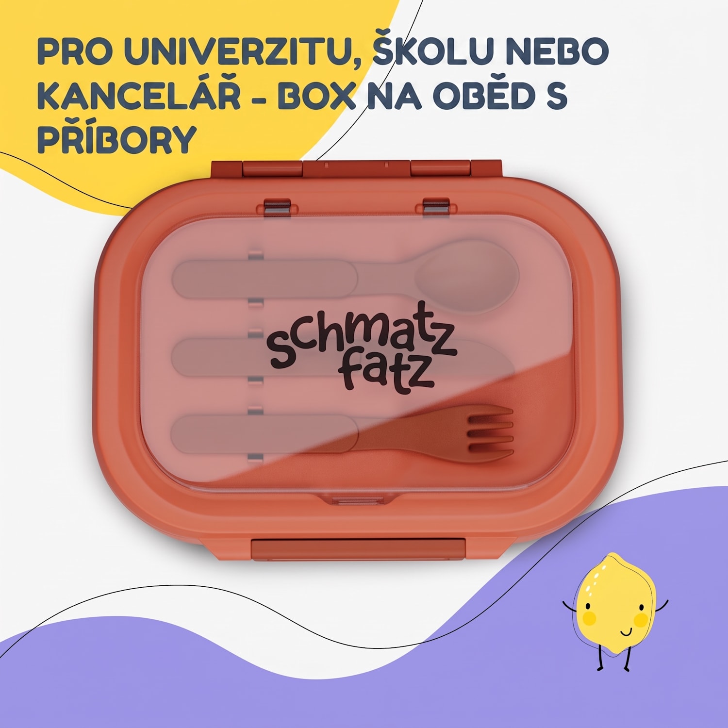 Buňko plastový svačinový box se 3 přihrádkami Oranžová